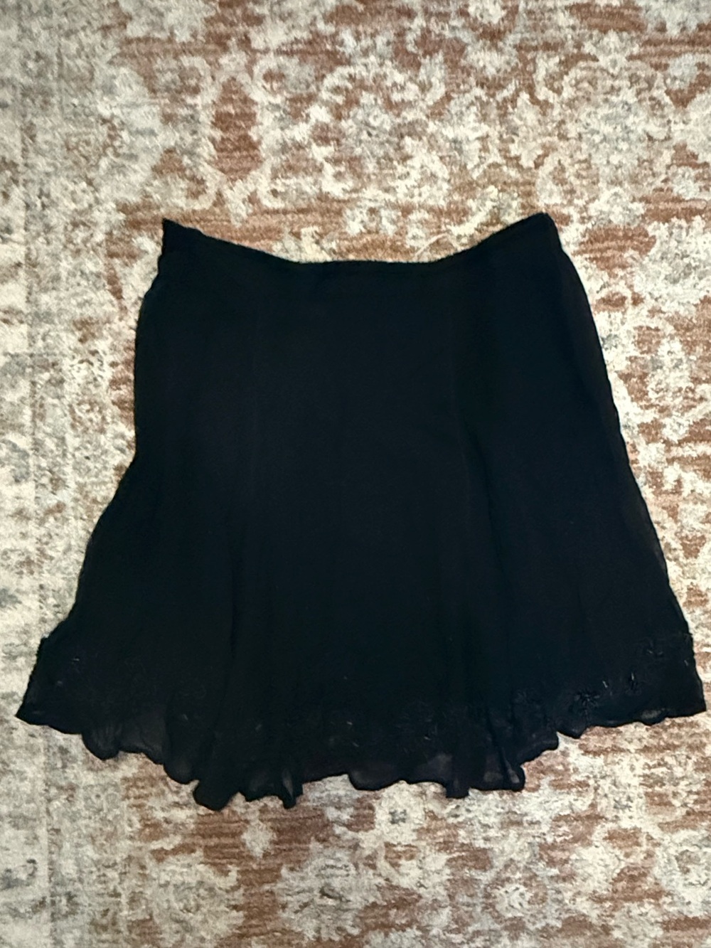 Vintage adorable black flounce skirt with beading